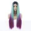 WIG Ohlesale 26 -дюймовый синтетический кружевный парик Моделируемый человеческий кружевный кружево шелк шелк прямой перрук