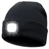 Basker USB laddningsbara händer gratis huvudfackla 4 led beanie hatt gåva för män kvinnor tonåringar