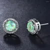 Orecchini per borchie Opal Round Ear for Woman Crystal Crystal Erecchino Impegno per il matrimonio Regali di compleanno dell'anno abbellito