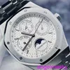 Berömd AP Wrist Watch Royal Oak Series 26574st Steel Band Calender Watch Mens Lunar Fas Display Automatisk Mekanisk klocka 41mm 2016 Kreditkort