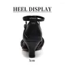 Sapatos de dança Hroyl Latin Girl Hexagonal Women Women Mid Square Four Seasons Soled Sofra