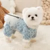 寒い気候のための犬アパレルのぬいぐるみパジャマ4レギンスの服猫伸縮性オーバーオールスモールドッグパピーワンシーソフトペットジャンプスーツ