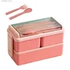 Bento Boxes Lunch Box per bambini per adulti Container per le perdite per le perdite box con 3 compartimenti a scuola lavoro a microonde bento box rosa portatile L49