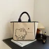 Tygväskan lunchpåsar dukväskor handväska för kvinnor shoppare söt katt tygväska med dragkedja designer väska japansk stil tecknad liten axel aaa