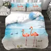 Sängkläder set set lyx Flamingo Red 3/4st Family Sheet Däcke Cover Pudowcase Boys Room Flat Green Bedclothes 3st