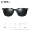 Solglasögon Benzen Ultra-Light Al-MG Polarised Men Rectangle Outdoor Driving Sun Glasses Women UV400 Shades 9660