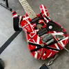 Stock Edward Eddie Van Halen Heavy Relic Red Franken Electric Guitar Black White Stripes Tremolo Bridge Slant Pick -up