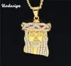 Colares pendentes uodesign hip hop gelado de cristal jesus christ jee the head face pingente pingente Gold Chain for Men jóias5904944