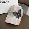 Capes de balle en dentelle d'été Fime Femme Souffle Suncreen Stravon Salle de baseball Cap Butterfly Fashionable Sunshade