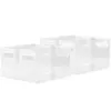 Storage Bottles Narrow Bins 10" X 5" 6" Clear Plastic Modular System 4 Pack Food Containers Kitchen Container