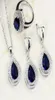 Bague Ringen Water Drop Shaped Sapphire Silver 925 Jewelry Sets for Women Blue Gemstones Ring Earrings Necklace Bracelet Wedding M5130966