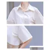 Womens Tracksuits High Quality 2023 Summer Casual Button Turn-Down Collar Sets Two Pieces Short Sleeve Shirt And Shorts Women Outfits Dhnua