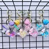 Keychains Lanyards New Milk Tea Cup Oil Filling Keychain Floating Pearl Milk Tea Backpack Pendant Small Gift