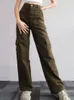 Y2K Women Vintage Cargo Pants Streetwear Techwear Korean Harajuku Parachute Pants Beige Sweatpants Wide Leg Joggers Trousers 240412