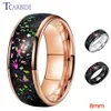 8mm Men Women Tungsten Carbide Ring With Galaxy Series Opal Inlay Domed Polished Wedding Band Jewelry 240415