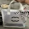 Дизайнерская черная белая сетчатая сумка для плеча женская модная сумка для покупок классическая буква прозрачная мыть