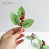 Decorative Flowers 10pcs/lot ALLIVA Retailing Foam Simulation Berry With Green Leaves Red Fruit Home Decoration DIY Shooting Processing