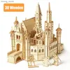 3D Buzzles Ury 3D Wooden Puzzle House Royal Knights Castle مع لعبة Box Assembly Retro For Kids Adult DIY Model Kits Decoration Higdts Y240415