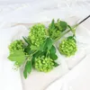 Flores decorativas 5 bolas de neve hidrangeias verdes folhas folhas artificiais de seda usadas para casamento e decoração de casa