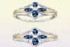 Anneau de vente à chaud pour femmes bijoux de mode vintage 925 Sterling Silver Blue Sapphire Crystal Diamond Party Femmes de fiançailles de mariage Ring1908467