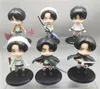 6st Set Anime Attack på Titan Figure Toy Eren Jager Mikasa Ackerman Armin Arlert Eren Mini Model Doll 10cm för barn gåva Y1226566408