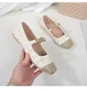 Casual schoenen bling ondiepe mary janes zomer sexy zapatos mujer one word buckle flats 2024 arrivel mode vrouwen