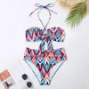 Frauen Badebekleidung hoher Taille Badeanzug 3 Stück Sets Bikinis Sarong Rock Frauen 2024 Biqunis Tassel Beach Badeanzug Monokini Sommer