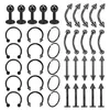 40pcs Stahlkörper Piercing Schmuck Los Bulk Nasenring Zungenstange Augenbrauen Labret Set Hufeisenpaket 240409