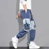 Men's Pants Cell Phone Pocket Trousers Cargo With Drawstring Waist Multiple Pockets Featuring Letter Print Ankle-banded For Any
