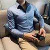 Men's Casual Shirts 9 Colors High Quality Men Dress Shirt 2024 Spring Long Sleeve Solid Business Slim Fit Homme Social 4XL
