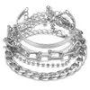 Punk Style U-shaped Buckle Round Bead Chain Set with 4-piece Metal Fashionable Alloy Bracelet Accessories