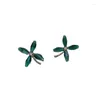 Boucles d'oreilles à étalons Corée isueuse tempérament polyvalent flor fleur de cheval vert personnalité de l'œil de cheval petite foule surélevée en gros