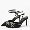 Hap Heels High Black Sexy Head Band Rhinestone Bow Flop Sandals Platform Wedges Sange Sandal Women Startto Sandal 240228