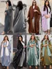 Siskakia Kimono Abayas Kadınlar İçin Mütevazı Müslüman Fas Dubai Moda Günlük Açık Abaya İpek Saten Corban Eid Al Adha 240410