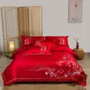 Bedding Sets Luxury Chinese Style Bamboo Embroidery Breathable Set Satin Silk Cotton Double Duvet Cover Bed Linen Pillowcases