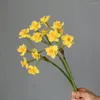 Decorative Flowers 3Pcs Artificial Daffodil Flower High-end Home Living Room Potted Arrangement Decor Ornament Narcissus