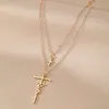 Cross Pendant Women's Women's Double Layer Chocker сплав с высококачественным ожерельем по вере