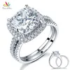 PEACOCK STAR 5 CT CUSHION CUT Wedding Engagement Ring Set Solid 925 Sterling Silver Jewelry CFR8205 J190715303N