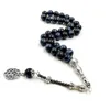 Bönpärlor Natural Lake Blue Tiger Eye Tasbih Metallic Silver Tassel Muslim Misbaha Accessories Armband Turkiska smycken 240412