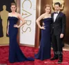 Amy Adam Mermaid Axless Sweep Train Dark Blue Satin 86 Oscar årliga Academy Awards Celebrity Red Carpet Dresses Evening Gowns D6790037