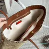 Strohgewebe -Tasche Einkaufstasche Modebetzer Golden Leder Griff Magnetknopf Frauen Handtaschen Geldbeutel in Reißverschluss Tasche große Kapazität Taschen