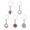 Keychains 1pc Fashion Sport Schlüsselbund Geburtstagsgeschenk Silber Farbe Keyring Rotatable Basketball Baseball Anhänger 8.5x3cm