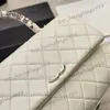 22 cm White Caviar Leather Cowhide Top Co Handle Mini Bags With Tow-Tone Hand Totes Multi Pochette stor kapacitet Purse Gold Chain Crossbody Luxury Märke handväskor