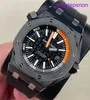 Designer AP Wrist Watch Royal Oak Offshore Series 15707CE Black Ceramic Black Plate Quarter Orange Mens Fashion Loisir Business Machinery Sports Machinery