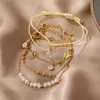 New Pearl Ball Bracelet 4-piece Creative Crystal Weaving Minimalist Set