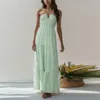 Casual Dresses Spaghetti Strap V Neck Long Ladies Solid Color Halter Off Shoulder Sleeveless Elegant And Pretty Dress