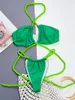 Frauen Badebekleidung Para Praia Green Cross Halhter Bikini 2024 Sexy Frauen brasilianischer Badeanzug um Verband Biquini aus Schnitt aus dem Badeanzug