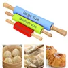 2024 30 cm Silikon Rolling Pin Non-Stick Pastry Dough Mjöl Roller Trähandtag Pizza Pasta Roller Kök bakverk Bakningsverktyg Silikon