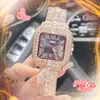 Populaire Iced Out Hip Hop Shiny Starry Diamonds Ring Lovers Watchs For Men Square Roman Roman Rose Gol