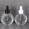 Bouteilles de rangement transparent 30 ml en verre compte-gouttes de soins de soins de soins de beauté Cosmetic Emballage sérum Soins d'huile essentielle